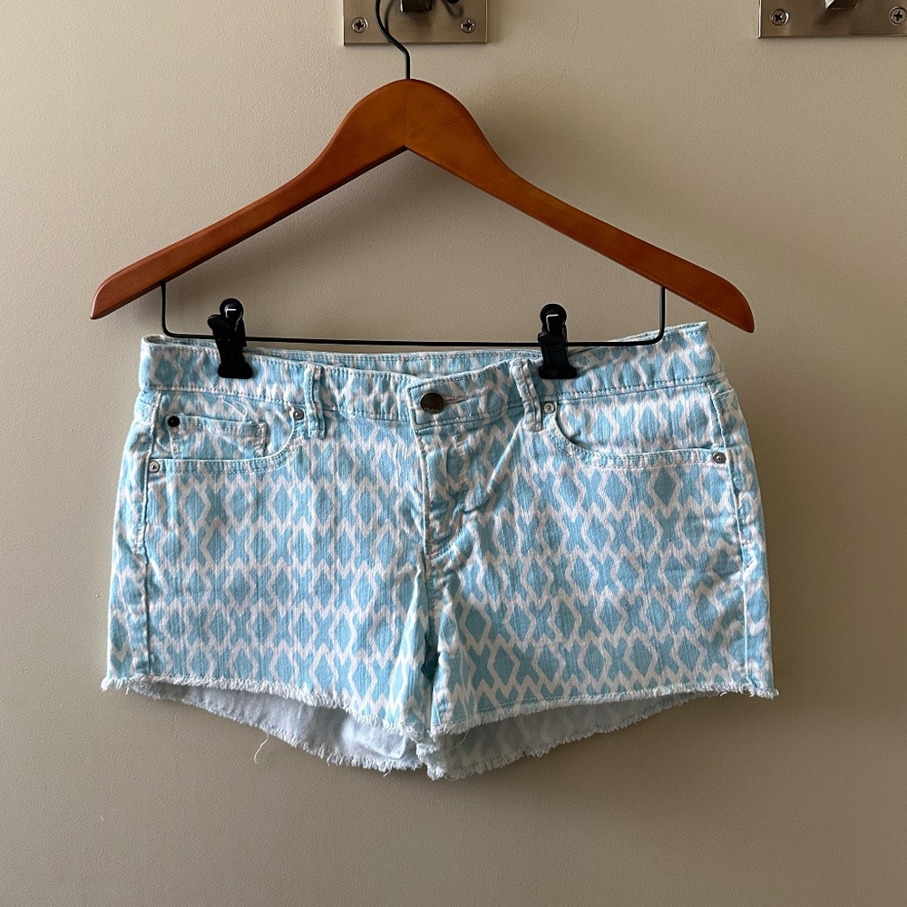 Gap Turquoise and White Printed Denim Shorts